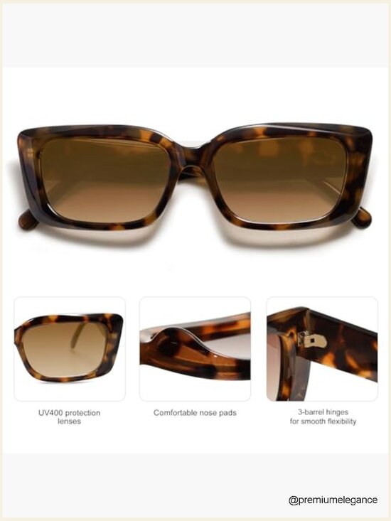 Trendy Rectangular Sunglasses Retro Small Shades Chunky Frame UV400 Women Men main image 5